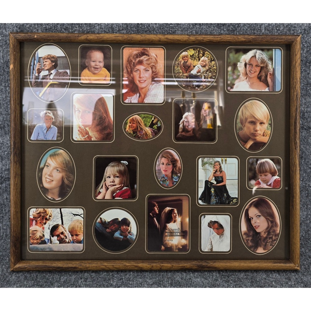 Intercraft Collage Photo Frame Brown Vtg 80s Reversible Mat 20 Openings 17x21
